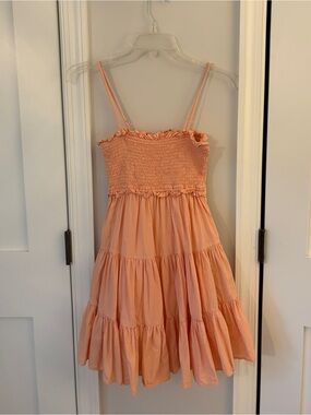 Peach Tiered Smocked Sundress